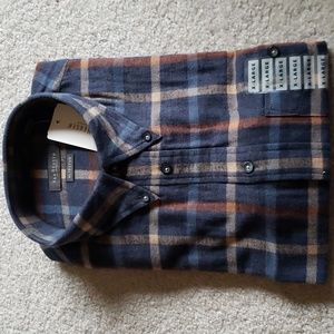 NWT Flannel VAN HUESEN 100% cotton men's long sleeve button down plaid shirt XL